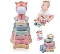 Lre Co. empilage Jouets et Anneaux, 7 Cercle de Nidification avec Figurine de Chevaux Dentition pour bébé Jouets d'éducation précoce Cadeaux pour 36 Mois
