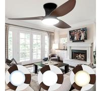 Lrenjon 100CM Ventilateur De Plafond Avec Lumière Et Télécommande, Plafonnier Ventilateur Design Silencieux 3 Couleur 6 Vitesse Reversible Timer LED, Pour Chambre À Coucher Salon-Walnut Grain
