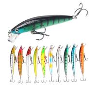 Lres de pêche, 10pcs Simulation Eyes Lures de Basse avec Crochet en Acier, 9g 3D Crankbait en Lastic pour la rivière Reservoir du lac Saltwater Lake / 3, 9 Pouces