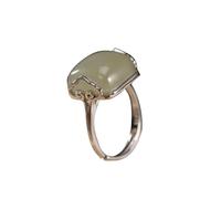 LRFNKCT Bagues, bagues vintage, Bague en argent S925 avec jade vert naturel, motif nuages de bon augure, for femme, yoga