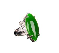 LRFNKCT Bagues, bagues vintage, Bague en argent S925 avec jaspe Hotan naturel vert épinard, bague for femme, jade véritable