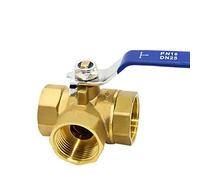 LRFNKCT vanne, vanne à 3 Voies, Robinet à Boisseau sphérique, Robinet Trois Voies, en Laiton, 1/4" 3/8" 1/2" 3/4" 1" de Type T Filetage Femelle Port Complet for l'eau, Huile et Vapeur