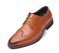 LRFVADW Chaussures formelles pour homme - Chaussures brogues pour homme - Marque formelle - Bureau classique - Robe marron élégante pour mariage, jaune, 10