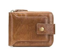 LRFVADW Portefeuilles pour Hommes Casual Hommes Bifold Fermeture éclair Court d'embrayage Portefeuille Mode Vintage Sac en Cuir Argent for Homme Porte-Monnaie Porte-Carte Souple(Light Brown)