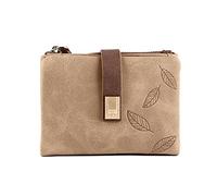 LRFVADW Sac à Main pour Femme Feuilles gravées Petite Portefeuille Femme Femmes Bracelet Marque Purse Soft PU en Cuir Maison Porte-Cartes Mini Girl Porte-Monnaie(Bruin)