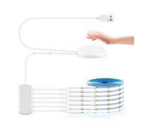 LRGBST 5V USB blanc COB LED Strip, 6 PCs 2M COB LED Strips Set avec dimmer tactile en bois pénétrant pour l'éclairage de vitrine de cabinet