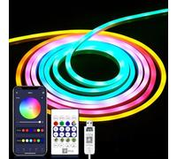LRGBST 5V USB RGBIC Néon LED Bande, 2M rgbic LED néon bande de lumière avec Bluetooth App et télécommande pour l'éclairage de décoration au néon de la pièce (RGBIC, 2M)