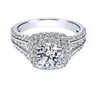 LRGKMCWTOB Bague tendance en argent sterling 925 avec diamant 3 carats simulation carrée double couche zircon zircon Infinity Halo bague de fiançailles, Size 8, Argent sterling
