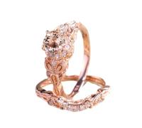 LRGKMCWTOB Parure de bijoux tendance et élégante en morganite AAA zircon rose 18 carats pour femme Taille 6-10 (US 6)