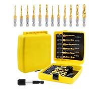 lrgnixs Forets Taraudeurs, 13pcs Taraud à vis Mèche, HSS M3-M10 SAE/Métriques Forets Combinés, Foret Taraud Filetage Métrique avec Tige Hexagonale à Changement Rapide pour Métal Verre Bois