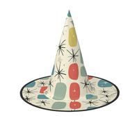 LRHCNZDCP Atomic Stars Lot de 3 chapeaux de sorcière d'Halloween à motif rétro imprimé pour femmes et hommes pour fêtes festives, cosplay, accessoires d'Halloween