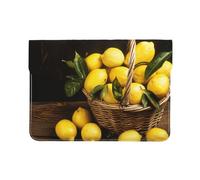 LRHCNZDCP Belle housse en cuir pour ordinateur portable de 13 pouces avec imprimé de fleurs blanches et dorées pour les voyages, le travail, les affaires, Un panier de citrons, Taille unique
