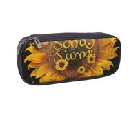 LRHCNZDCP Blessed to Be Called Nana Trousse à crayons en cuir avec imprimé tournesol de grande capacité pour l'école, le bureau, l'université, adultes, garçons et filles, Noir , Taille unique,