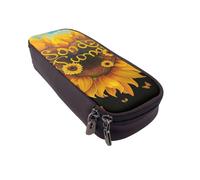 LRHCNZDCP Blessed to Be Called Nana Trousse à crayons en cuir avec imprimé tournesol pour l'école, le bureau, l'université, pour adultes, garçons et filles, Noir , Taille unique, Cartable