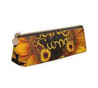 LRHCNZDCP Blessed to Be Called Nana Trousse à crayons en cuir imprimé tournesol - Triangle fermeture éclair mignonne trousse à crayons pour l'école et le bureau, blanc, Taille unique, Cartable