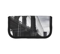 LRHCNZDCP Brooklyn Bridge Trousse à crayons en toile imprimée avec fermeture éclair, Noir , Taille unique, Cartable