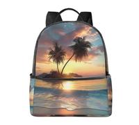 LRHCNZDCP Cartable imprimé lamantins des Antilles - Sac à dos pour ordinateur portable - Élégant et léger - Sac à dos de voyage pour enfants, garçons et filles, Sunrise Tropical Palm Tree Island, One