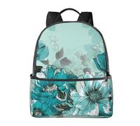 LRHCNZDCP Cartable imprimé lamantins des Antilles - Sac à dos pour ordinateur portable - Élégant et léger - Sac à dos de voyage pour enfants, garçons et filles, Turquoise, bleu sarcelle, floral, One