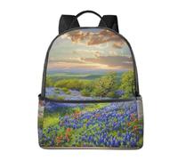 LRHCNZDCP Cartable imprimé lamantins des Antilles - Sac à dos pour ordinateur portable - Élégant et léger - Sac à dos de voyage pour enfants, garçons et filles, Texas Bluebonnets Paysage, One Size