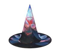 LRHCNZDCP Chapeau de sorcière d'Halloween imprimé fleur de lotus pour femmes et hommes, fêtes festives, cosplay, accessoires d'Halloween, 1 pièce