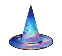 LRHCNZDCP Chapeau de sorcière d'Halloween imprimé peinture aurore boréale pour femmes et hommes, fêtes festives, cosplay, accessoires d'Halloween, 1 pièce