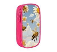 LRHCNZDCP Flying Bees Trousse à crayons avec imprimé miel - Jolie trousse à crayons pour l'école et le bureau - Noir, rose, Taille unique, Cartable