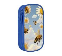 LRHCNZDCP Flying Bees Trousse à crayons avec imprimé miel - Jolie trousse à crayons pour l'école et le bureau - Noir, bleu, Taille unique, Cartable