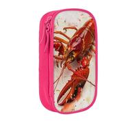 LRHCNZDCP Glutton Trousse à crayons avec imprimé crevettes - Jolie trousse à crayons pour l'école et le bureau - Noir, rose, Taille unique, Cartable