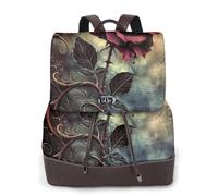 LRHCNZDCP Green Succulent Sac à dos imprimé pour femme - Sac à dos de voyage en cuir PU pour ordinateur portable pour l'école, le travail et les aventures de w nd, Rose gothique, taille unique