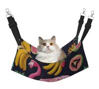 LRHCNZDCP Hamac pour chat avec imprimé ananas, banane, flamant rose, lit doux à double couche à suspendre pour petit animal de compagnie, taille M