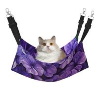 LRHCNZDCP Hamac pour chat avec imprimé floral violet, lit doux double couche à suspendre pour petit animal de compagnie, taille L
