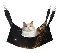LRHCNZDCP Hamac pour chat avec note de musique dorée avec imprimé étoile brillante tombée, lit doux double couche à suspendre pour petit animal de compagnie, taille L