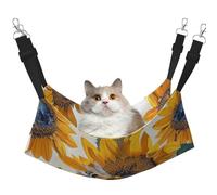 LRHCNZDCP Hamac pour chat imprimé abeille sur tournesol, lit doux double couche à suspendre pour petit animal de compagnie, taille M