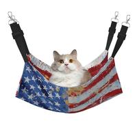 LRHCNZDCP Hamac pour chat imprimé drapeau américain indépendance 4 juillet, lit doux double couche suspendu pour petit animal de compagnie, taille M