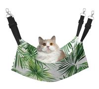 LRHCNZDCP Hamac pour chat imprimé feuille de palmier transparent, lit doux double couche à suspendre pour petit animal de compagnie, taille M