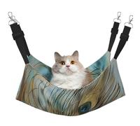 LRHCNZDCP Hamac pour chat imprimé plumes de paon, lit doux double couche à suspendre pour petit animal de compagnie, taille L