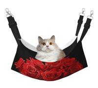 LRHCNZDCP Hamac pour chat imprimé rose rouge, lit doux double couche à suspendre pour petit animal de compagnie, taille M