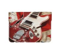 LRHCNZDCP Housse en cuir imprimé guitares pour ordinateur portable 13" pour voyage, travail, affaires, Guitare drapeau anglais, Taille unique