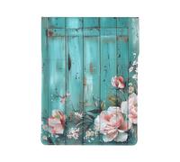 LRHCNZDCP Housse en cuir imprimé lamantins des Antilles pour ordinateur portable 13" - Pour voyage, travail, affaires, Porte de grange à motif floral bleu sarcelle, Taille unique