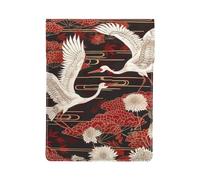LRHCNZDCP Housse en cuir imprimé lamantins des Antilles pour ordinateur portable 13" - Pour voyage, travail, affaires, Deux grues chrysanthèmes, Taille unique