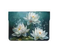 LRHCNZDCP Housse en cuir pour ordinateur portable 13" avec drapeau américain de l'indépendance du 4 juillet - Pour voyage, travail, affaires, Imprimé fleurs de lotus blanches, Taille unique