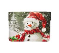 LRHCNZDCP Housse en cuir pour ordinateur portable 13" imprimé jaune moutarde et noir pour ordinateur portable de voyage, travail, affaires, Merry Christmas With Happy Snowman, Taille unique