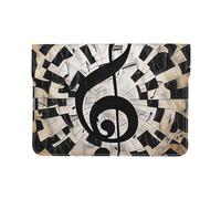 LRHCNZDCP Housse en cuir pour ordinateur portable 13" imprimé jaune moutarde et noir pour ordinateur portable de voyage, travail, affaires, Clefs de musique sur le thème musical, Taille unique