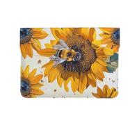 LRHCNZDCP Housse en cuir pour ordinateur portable de 13 pouces avec imprimé à bulles de bière pour voyage, travail, affaires, Abeille sur tournesol, Taille unique