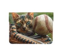 LRHCNZDCP Housse en cuir pour ordinateur portable de 13 pouces avec imprimé à bulles de bière pour voyage, travail, affaires, Baseball et chat, Taille unique