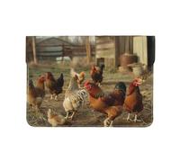 LRHCNZDCP Housse en cuir pour ordinateur portable de 13 pouces avec imprimé avion volant pour ordinateur portable pour voyage, travail, affaires, Poules de ferme, Taille unique