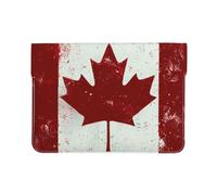 LRHCNZDCP Housse en cuir pour ordinateur portable de 13 pouces avec imprimé coq et poulet, pour voyage, travail, affaires, Drapeau du Canada rétro, Taille unique