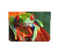 LRHCNZDCP Housse en cuir pour ordinateur portable de 13 pouces avec imprimé coq et poulet, pour voyage, travail, affaires, Rainette aux yeux rouges, Taille unique