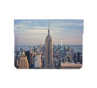 LRHCNZDCP Housse en cuir pour ordinateur portable de 13 pouces avec imprimé espace galaxie univers pour ordinateur portable, housse pour voyage, travail, affaires, Empire State Building, Taille unique
