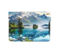 LRHCNZDCP Housse en cuir pour ordinateur portable de 13 pouces avec notes de musique et notes de musique pour ordinateur portable de voyage, travail, affaires, Montagne sur un lac ensoleillé Nature